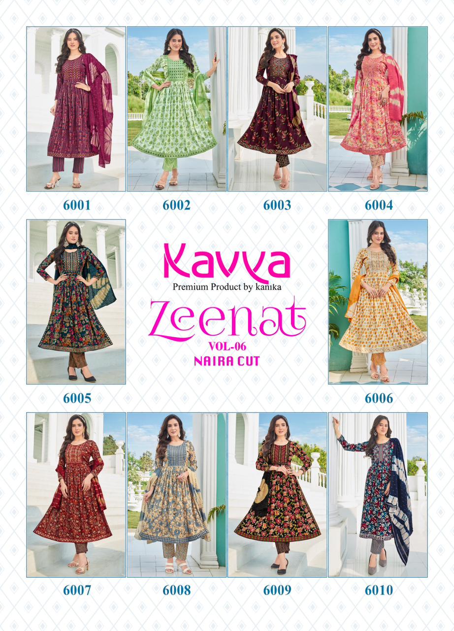 Zeenat Vol 6 By Kavya Foil Printed Kurti With Bottom Dupatta Catalog